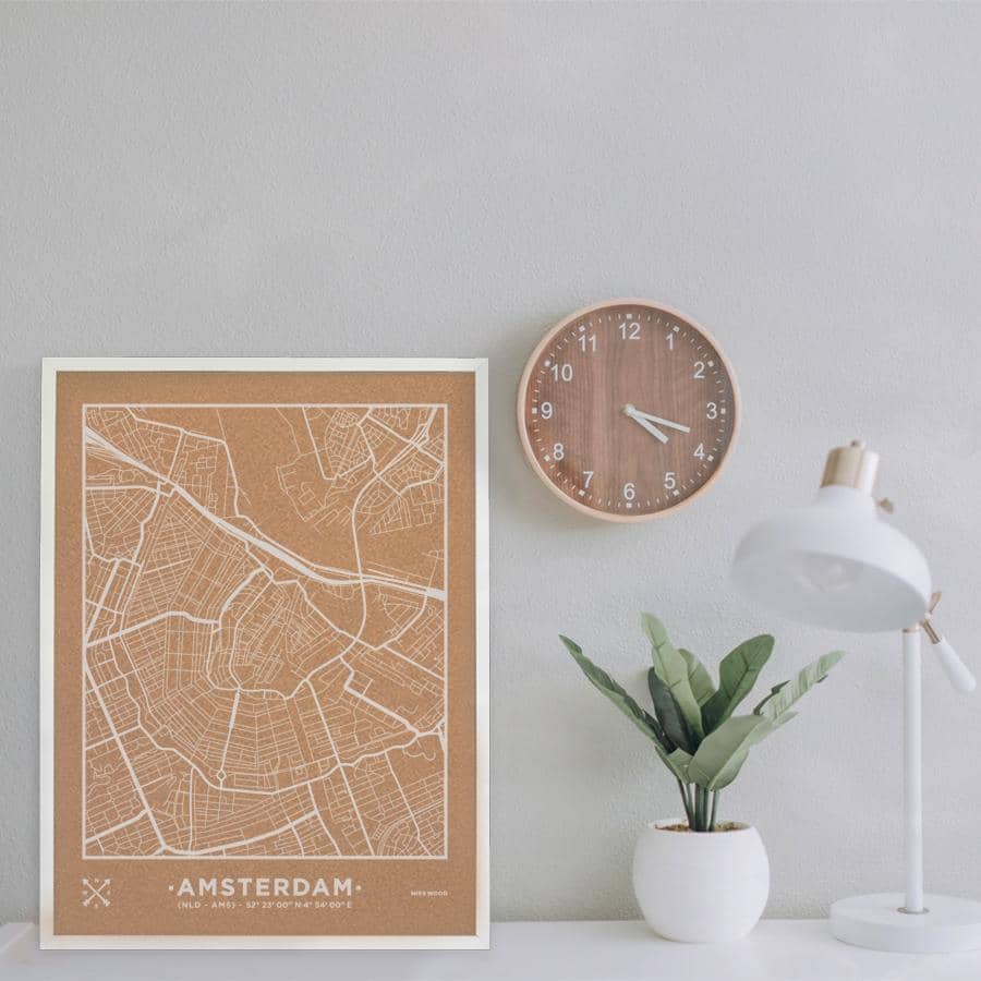 Mapa de corcho - Woody Map Natural Amsterdam----Misswood