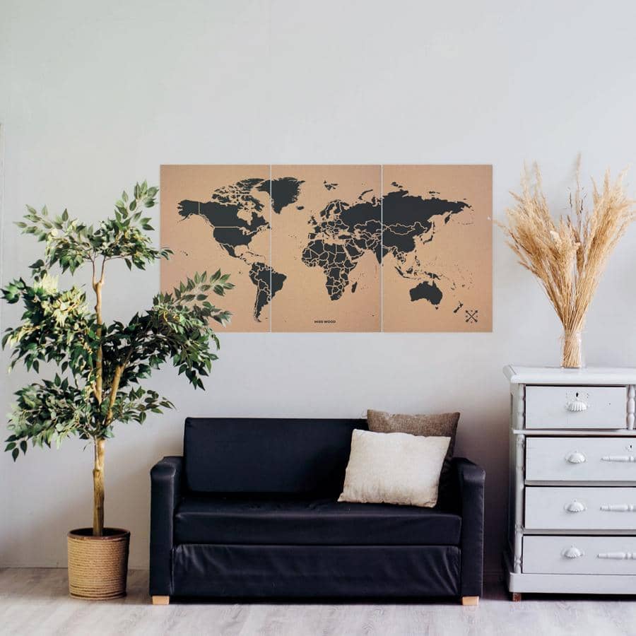 Mapamundi corcho - Woody Map Natural World----Misswood