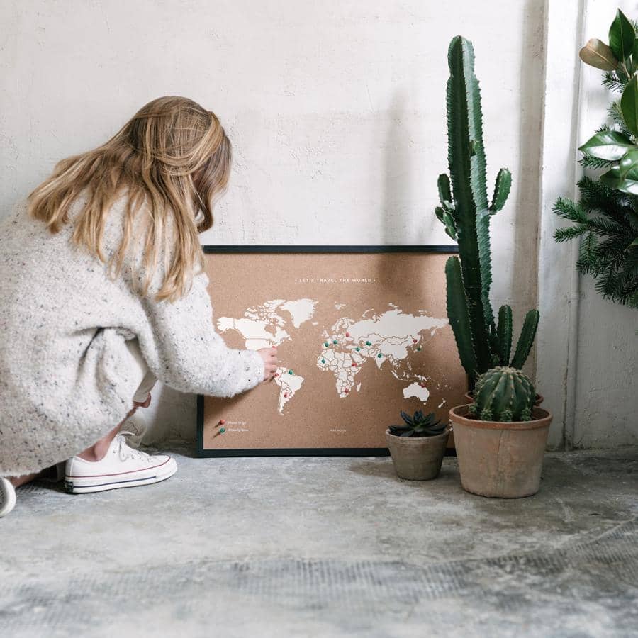 Mapamundi corcho - Woody Map Natural World----Misswood