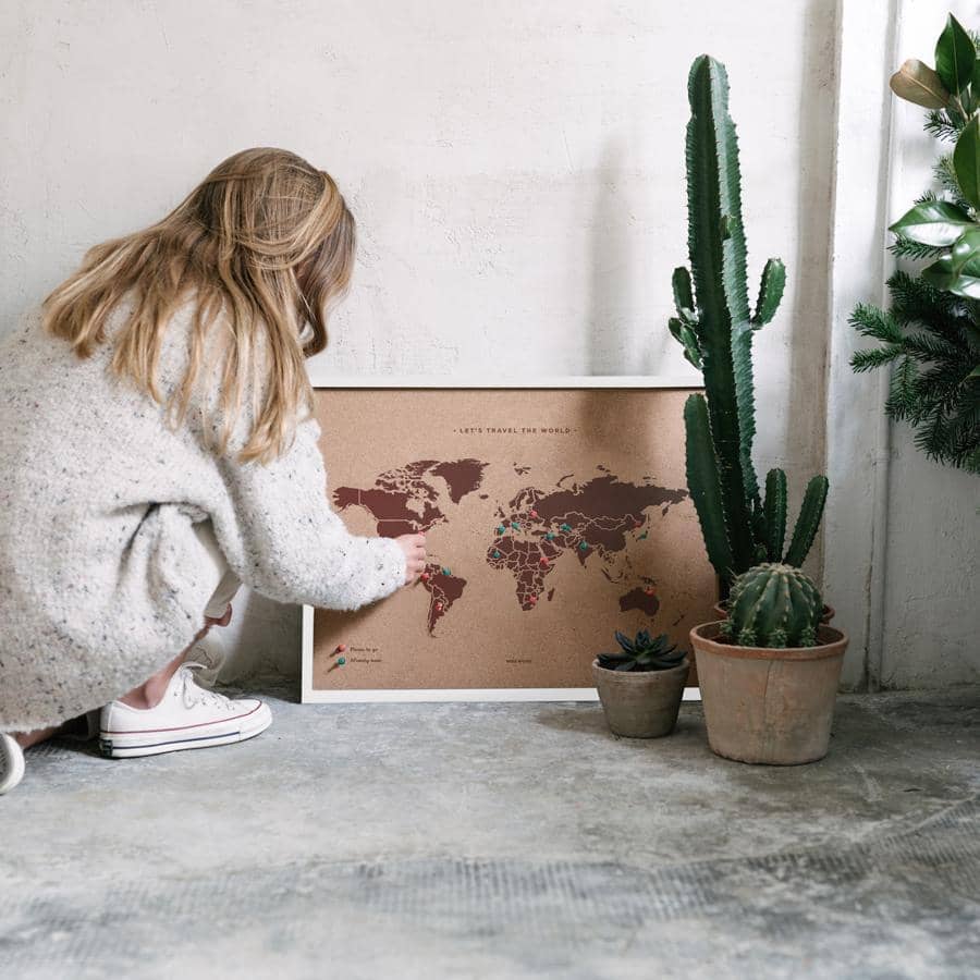 Mapamundi corcho - Woody Map Natural World----Misswood