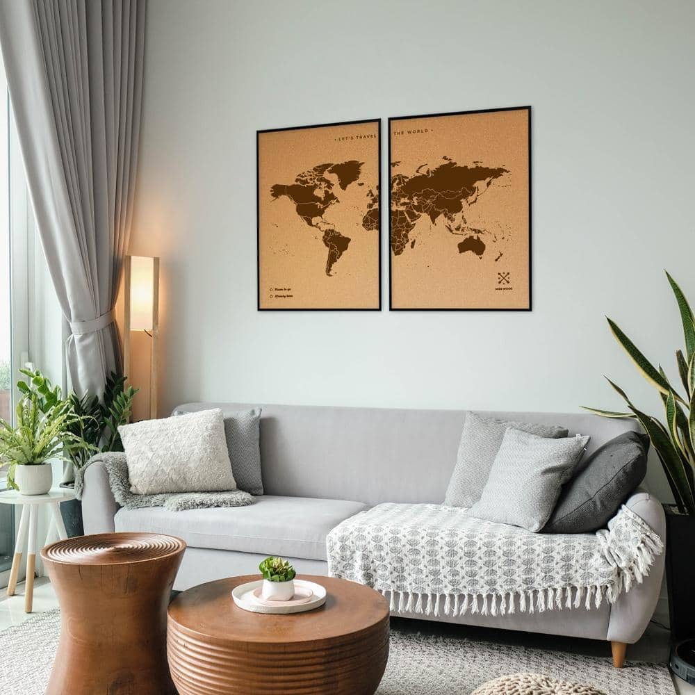 Mapamundi corcho - Woody Map Natural World----Misswood