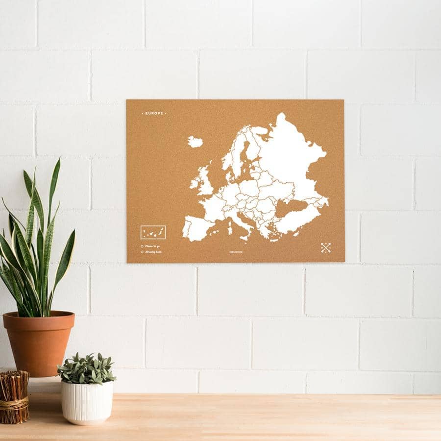 Mapa de corcho - Woody Map Natural Europa-Blanco / 90x60 cm / Sin marco-Blanco-90x60 cm-Sin marcoMisswood