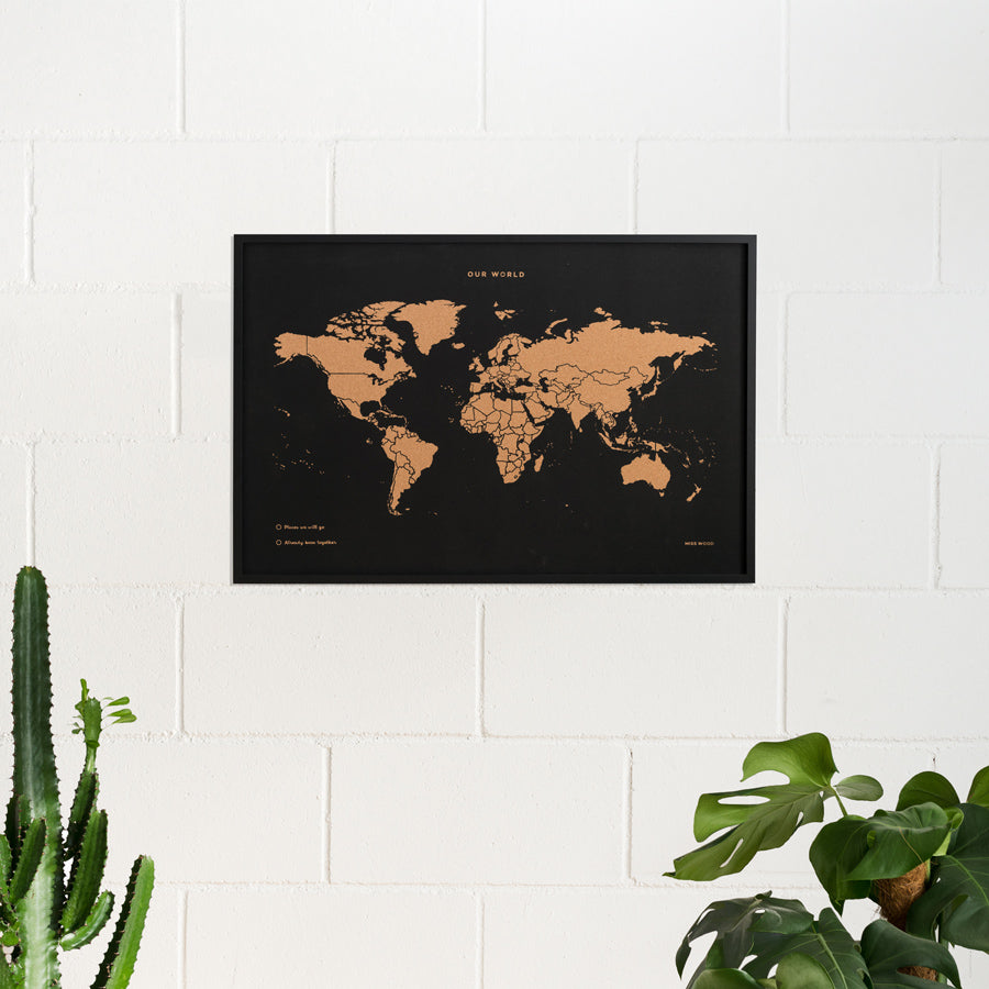 Mapamundi corcho - Woody Map Special Edition-60 x 45 cm / Negro-60 x 45 cm-Negro-Misswood