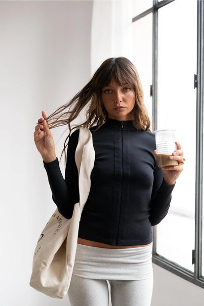 Invisible Zip Jacket in Black
