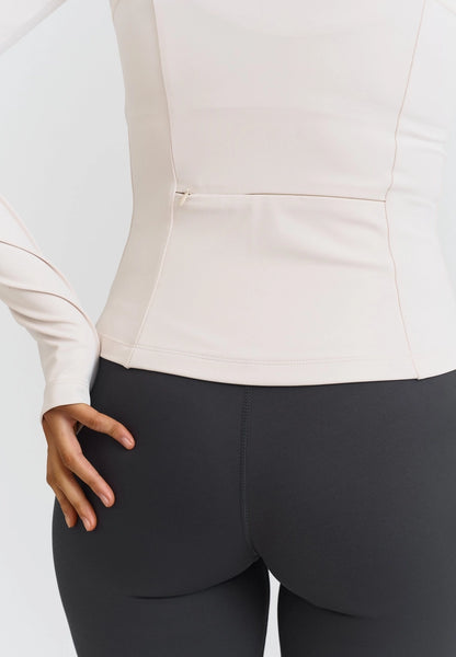 Chaqueta gris con cremallera invisible