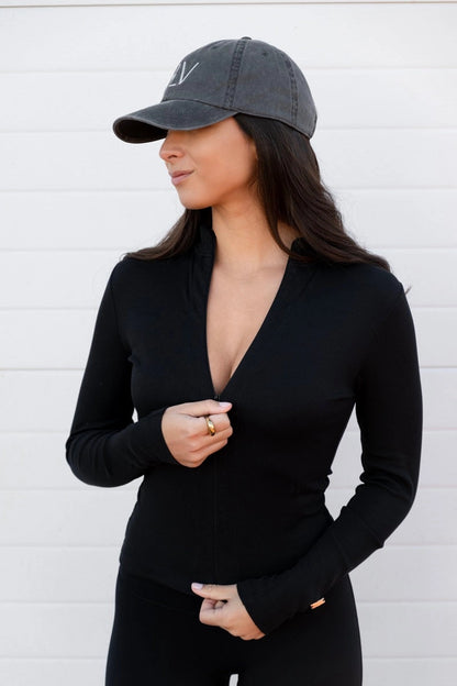 Invisible Zip Jacket in Black