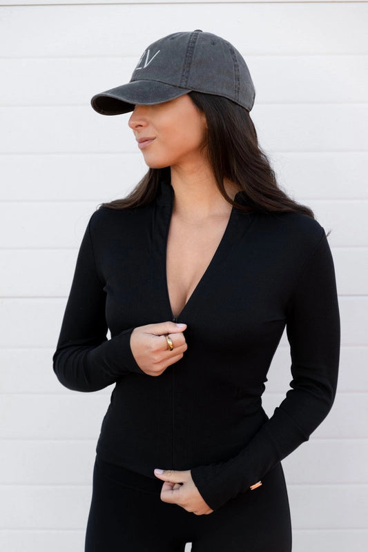 Invisible Zip Jacket in Black