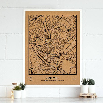 Mapa de corcho - Woody Map Natural Amsterdam-90 x 60 cm / Negro / Marco Blanco-90 x 60 cm-Negro-Marco BlancoMisswood