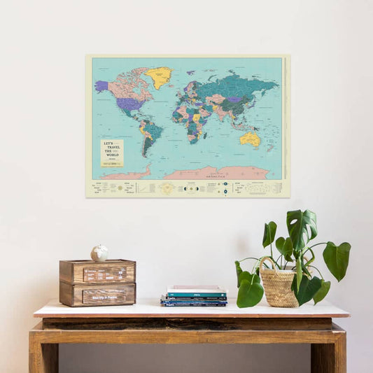 Mapa del mundo digital descargable para imprimir formato poster 100 x 70 cm-Aquarius-Aquarius--Misswood