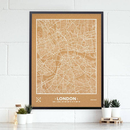 Mapa de corcho - Woody Map Natural Madrid-90 x 60 cm / Blanco / Marco Negro-90 x 60 cm-Blanco-Marco NegroMisswood
