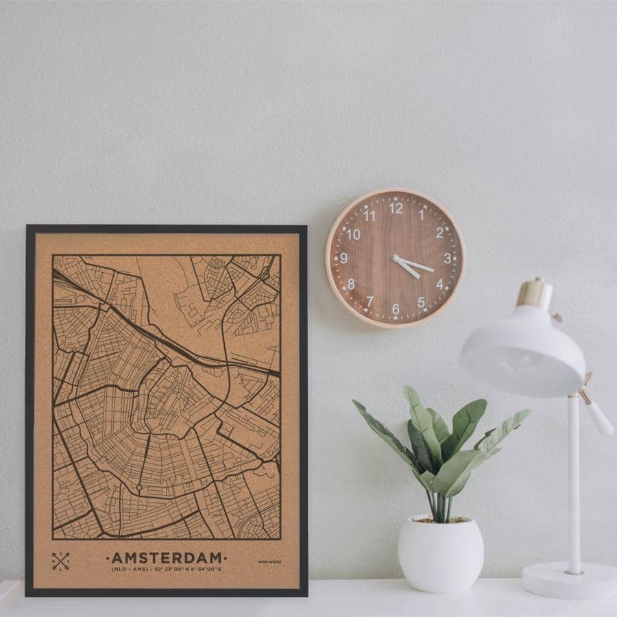 Mapa de corcho - Woody Map Natural Amsterdam----Misswood