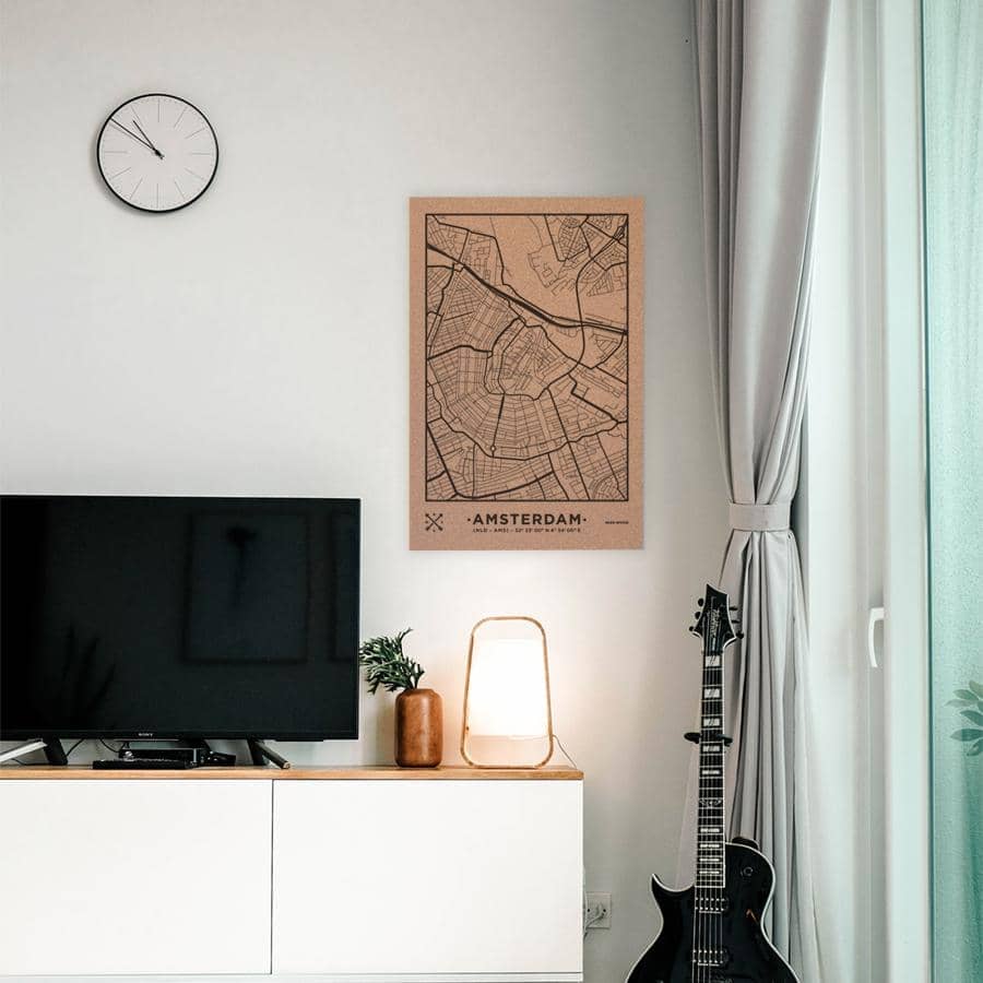 Mapa de corcho - Woody Map Natural Amsterdam----Misswood