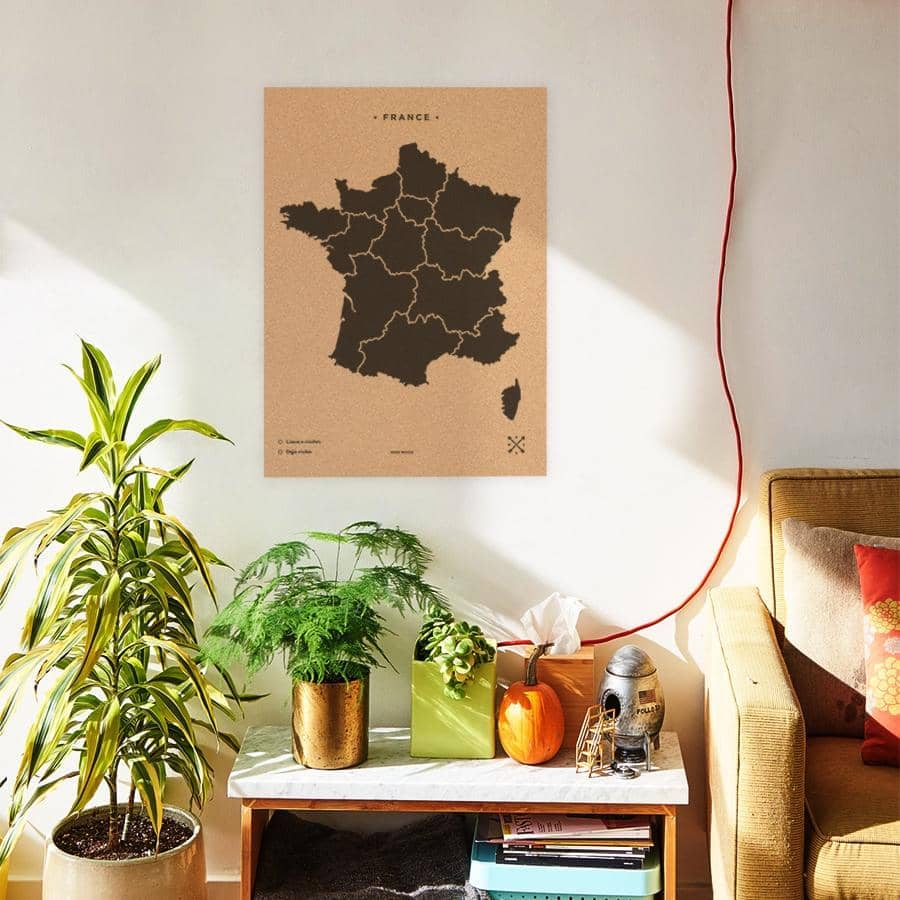 Mapa de corcho - Woody Map Natural Francia----Misswood