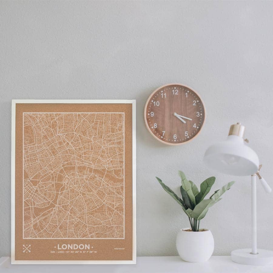 Mapa de corcho - Woody Map Natural Londres----Misswood