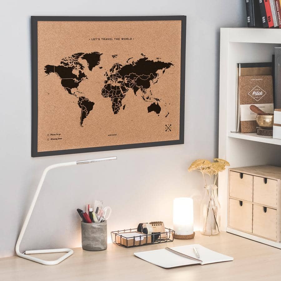 Mapamundi corcho - Woody Map Natural World----Misswood
