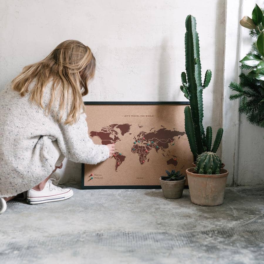 Mapamundi corcho - Woody Map Natural World----Misswood