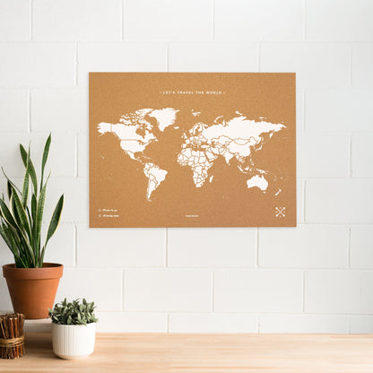 Mapamundi corcho - Woody Map Natural World-90 x 60 cm / Blanco / Sin marco-90 x 60 cm-Blanco-Sin marcoMisswood