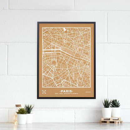 Mapa de corcho - Woody Map Natural Roma-60 x 45 cm / Blanco / Marco Negro-60 x 45 cm-Blanco-Marco NegroMisswood