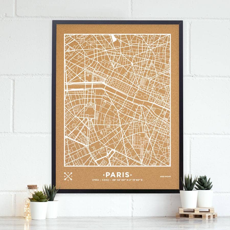 Mapa de corcho - Woody Map Natural Roma-90 x 60 cm / Blanco / Marco Negro-90 x 60 cm-Blanco-Marco NegroMisswood