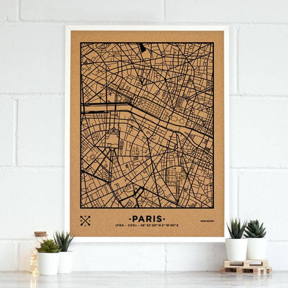 Mapa de corcho - Woody Map Natural Roma-90 x 60 cm / Negro / Marco Blanco-90 x 60 cm-Negro-Marco BlancoMisswood