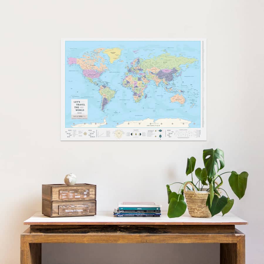 Mapa del mundo digital descargable para imprimir formato poster 100 x 70 cm-Skyblue-Skyblue--Misswood