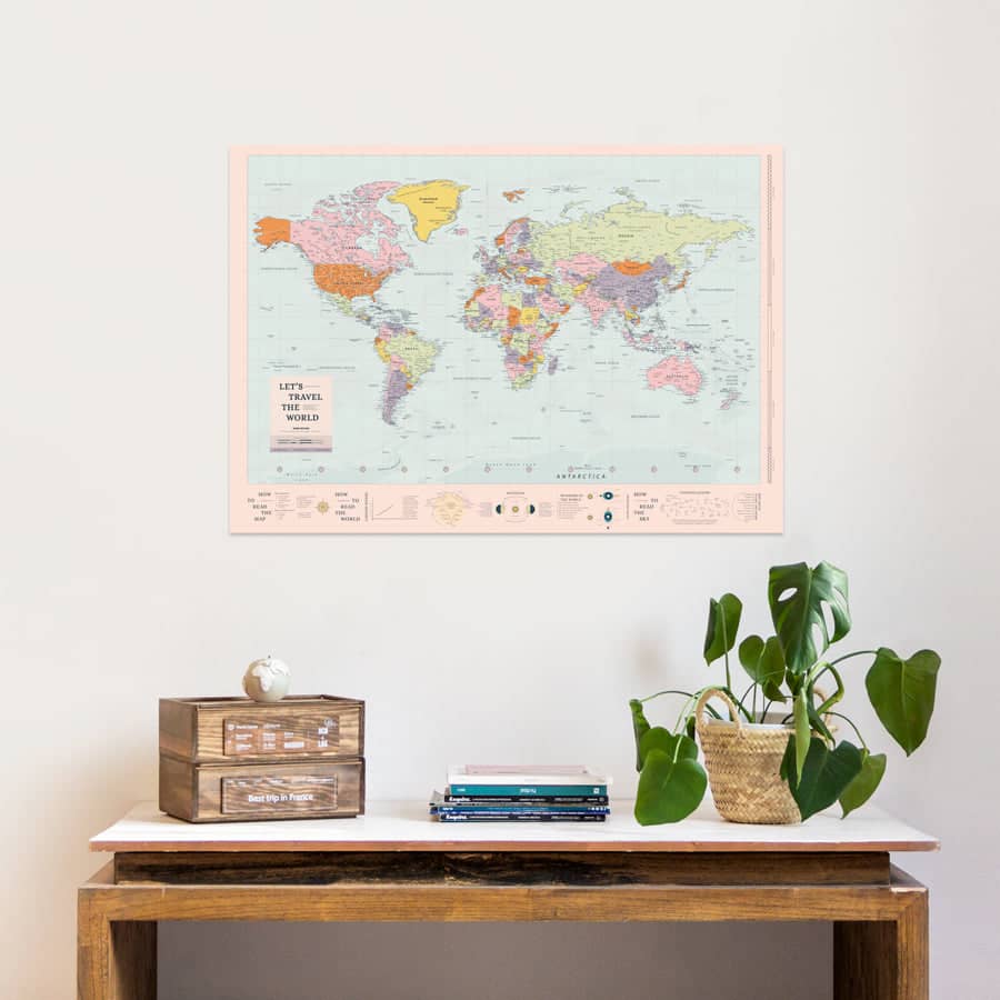 Mapa del mundo digital descargable para imprimir formato poster 100 x 70 cm-Surfspray-Surfspray--Misswood