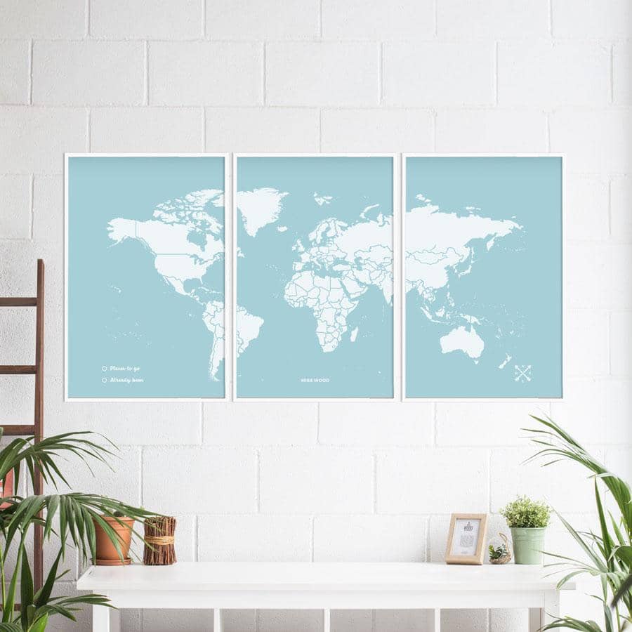 Mapa de corcho - Woody Map Colors Azul-180 x 90 cm / Marco Blanco-180 x 90 cm-Marco Blanco-Misswood