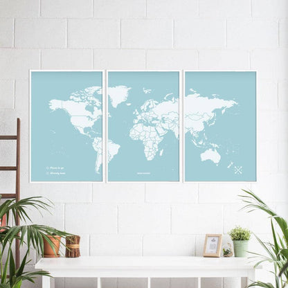 Mapa de corcho - Woody Map Colors Azul-180 x 90 cm / Marco Blanco-180 x 90 cm-Marco Blanco-Misswood