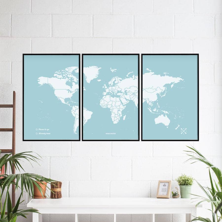 Mapa de corcho - Woody Map Colors Azul-180 x 90 cm / Marco Negro-180 x 90 cm-Marco Negro-Misswood