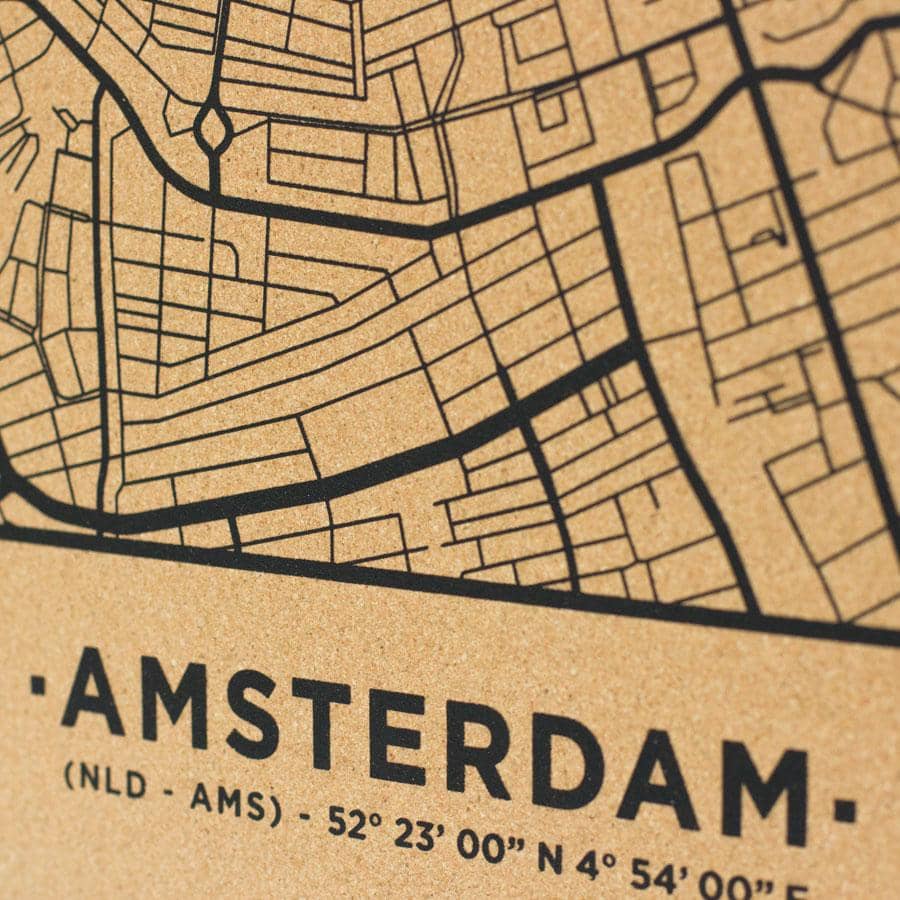 Mapa de corcho - Woody Map Natural Amsterdam----Misswood