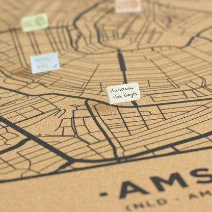 Mapa de corcho - Woody Map Natural Amsterdam----Misswood