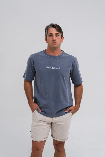 Unisex Embroidered ⁠Organic Cotton T-shirt Blue Storm