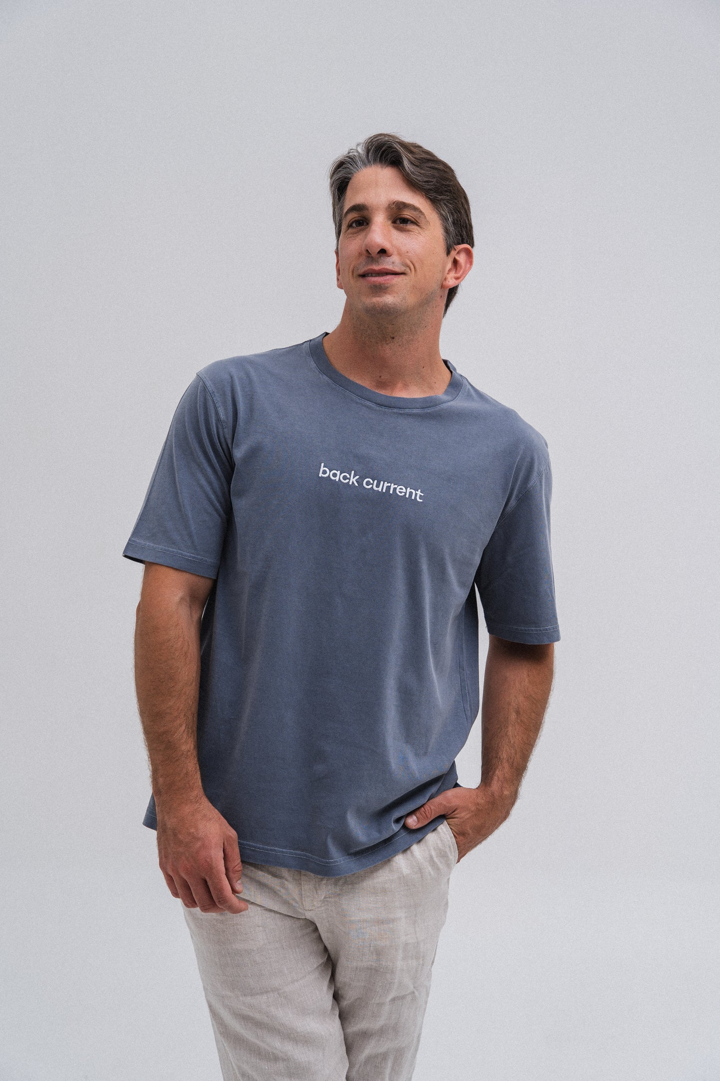 Unisex Embroidered ⁠Organic Cotton T-shirt Blue Storm