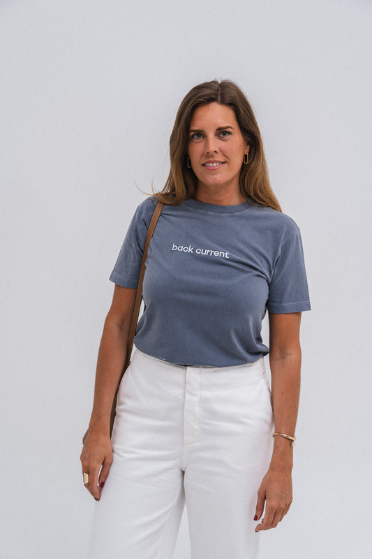 Unisex Embroidered ⁠Organic Cotton T-shirt Blue Storm