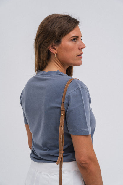 Unisex Embroidered ⁠Organic Cotton T-shirt Blue Storm