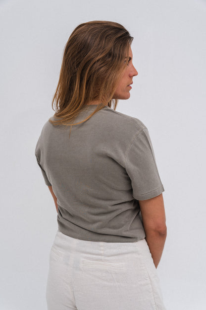 Unisex Embroidered ⁠Organic Cotton T-shirt Green Kelp