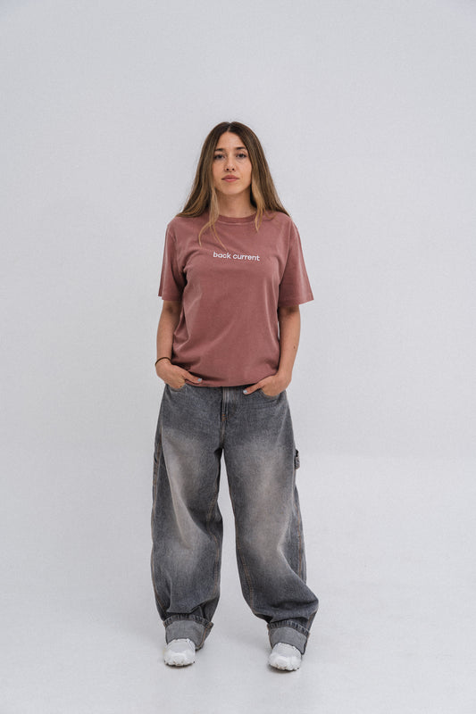 Unisex Embroidered ⁠Organic Cotton T-shirt Dusty Rose
