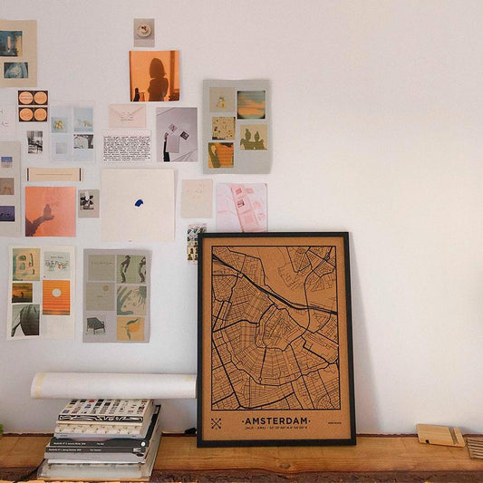 Mapa de corcho - Woody Map Natural Amsterdam----Misswood