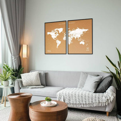Mapamundi corcho - Woody Map Natural World----Misswood
