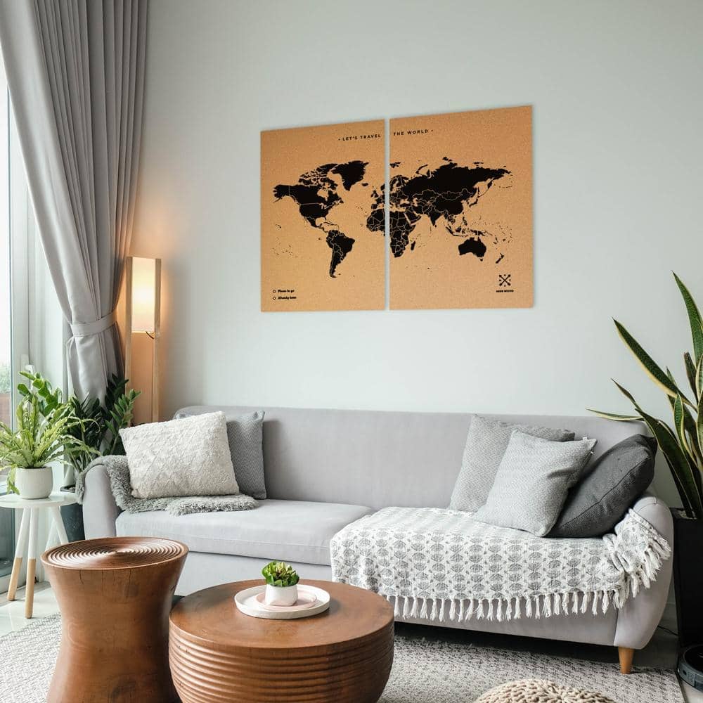 Mapamundi corcho - Woody Map Natural World----Misswood