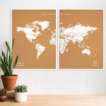 Mapamundi corcho - Woody Map Natural World-120 x 90 cm / Blanco / Marco Blanco-120 x 90 cm-Blanco-Marco BlancoMisswood