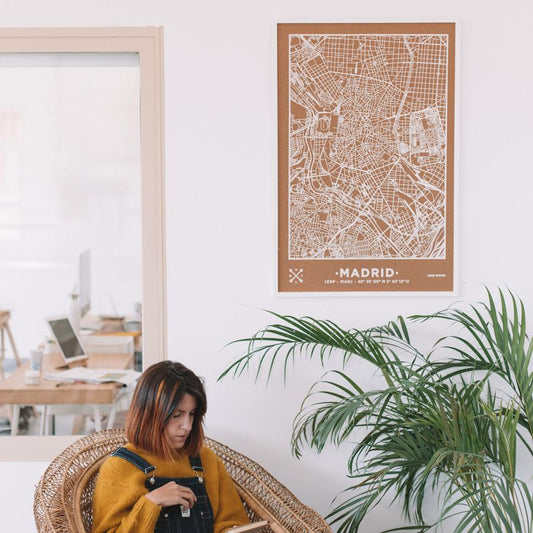 Mapa de corcho - Woody Map Natural Madrid----Misswood