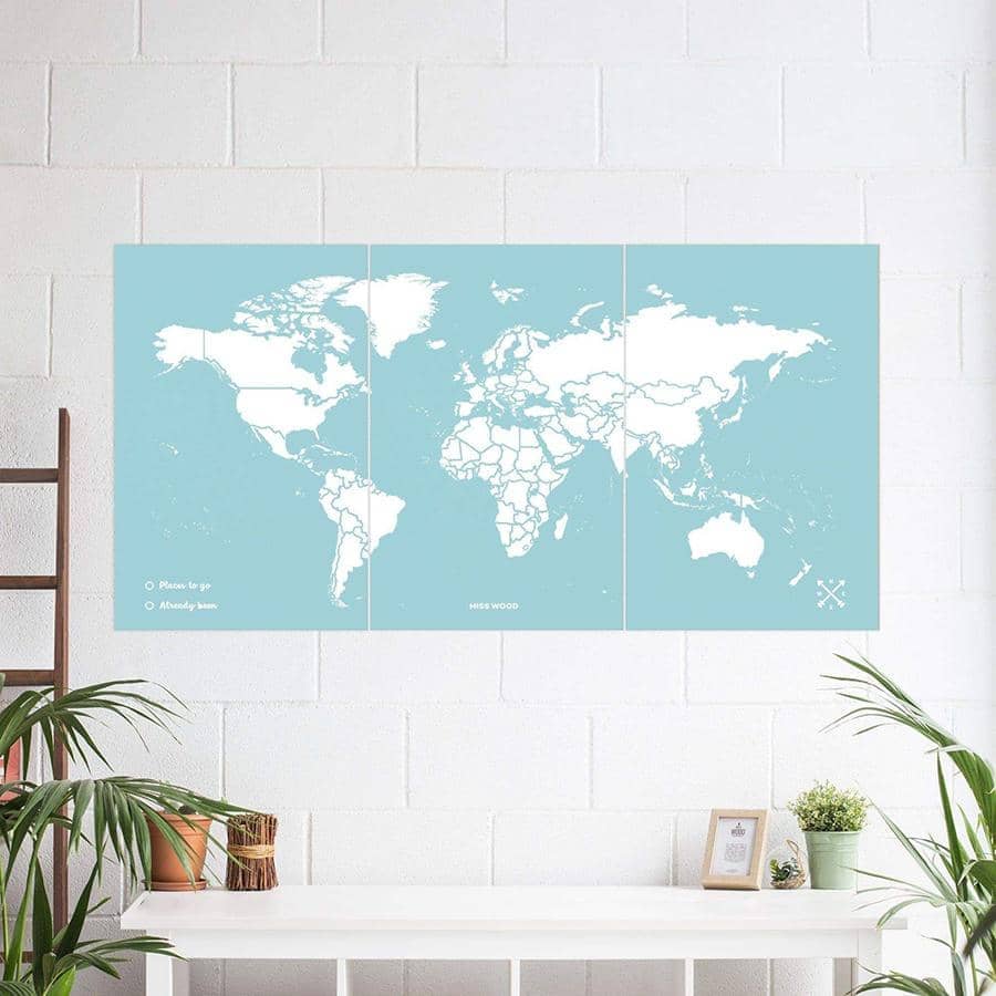 Mapa de corcho - Woody Map Colors Azul-180 x 90 cm / Sin marco-180 x 90 cm-Sin marco-Misswood