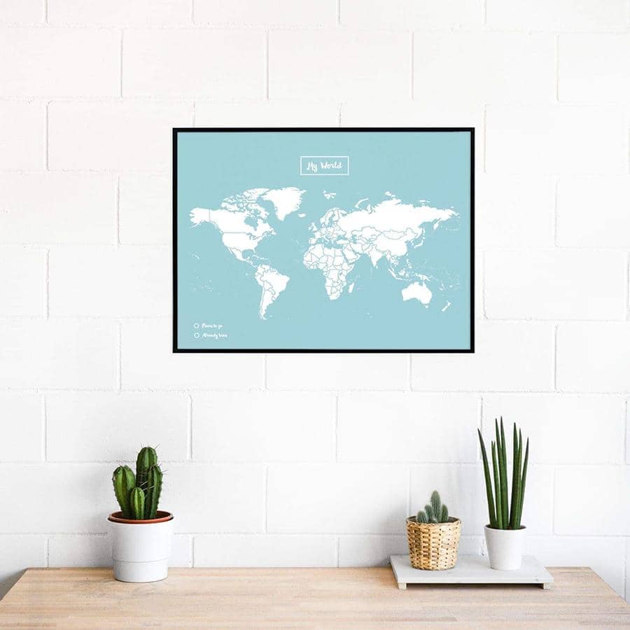 Mapa de corcho - Woody Map Colors Azul-60 x 45 cm / Marco Negro-60 x 45 cm-Marco Negro-Misswood