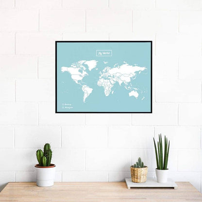 Mapa de corcho - Woody Map Colors Azul-60 x 45 cm / Marco Negro-60 x 45 cm-Marco Negro-Misswood