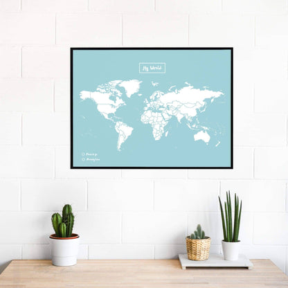 Mapa de corcho - Woody Map Colors Azul-90 x 60 cm / Marco Negro-90 x 60 cm-Marco Negro-Misswood