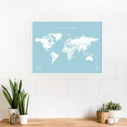 Mapa de corcho - Woody Map Colors Azul-90 x 60 cm / Marco Blanco-90 x 60 cm-Marco Blanco-Misswood