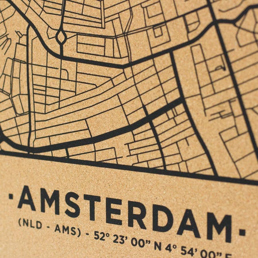 Mapa de corcho - Woody Map Natural Amsterdam----Misswood