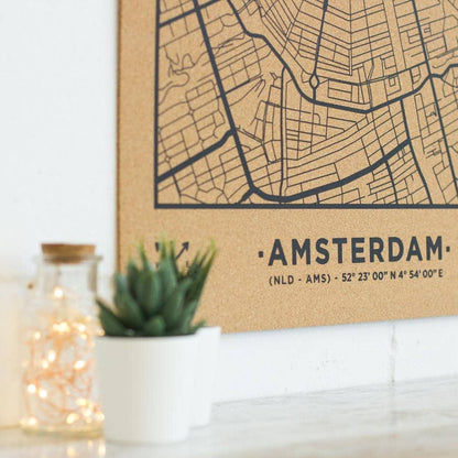 Mapa de corcho - Woody Map Natural Amsterdam----Misswood