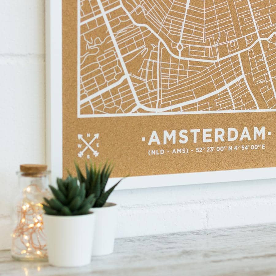 Mapa de corcho - Woody Map Natural Amsterdam----Misswood